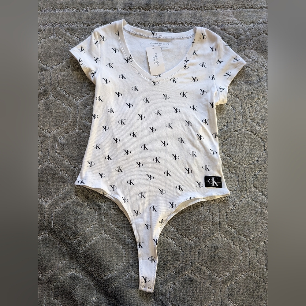 Calvin Klein White Graphic Bodysuit